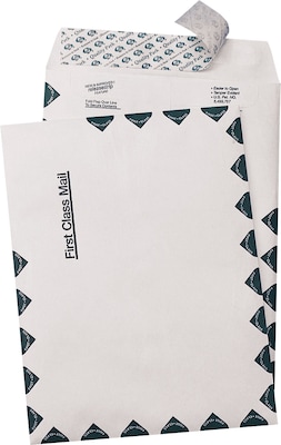 Quality Park Tyvek First Class Peel & Seal Catalog Envelope, 9" x 12", White, 100/Box (R1470)