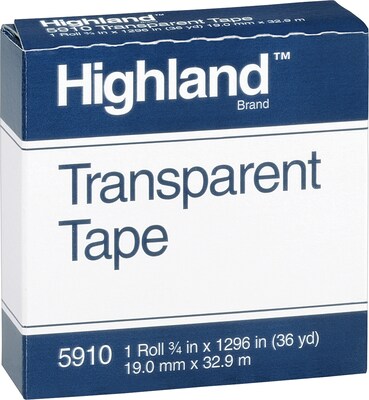 Highland Transparent Tape, 3/4 x 36 yds., 1/Roll (5910)