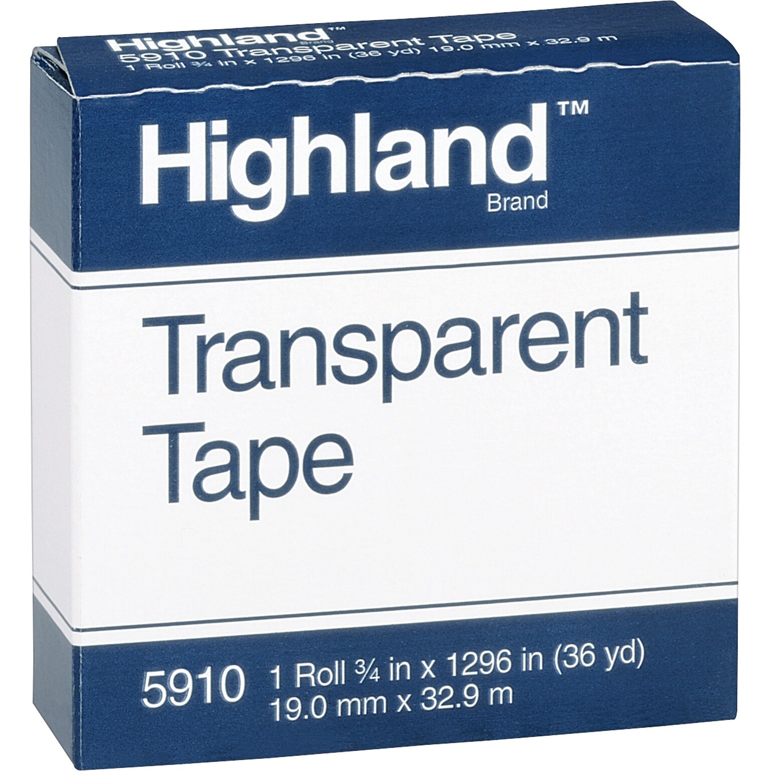 Highland Transparent Clear Tape, 0.75 x 36 yds., 1 Core, Transparent (5910341296)