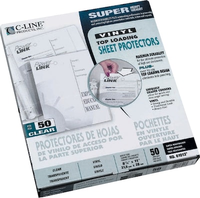 C-Line Super Heavyweight Sheet Protectors, 8-1/2 x 11, Clear, 50/Pack (61013)