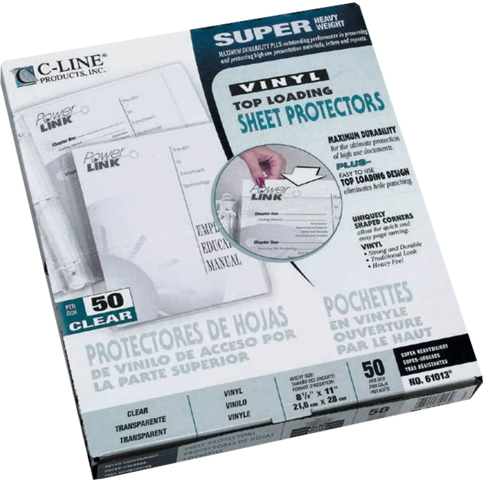 C-Line Super Heavyweight Sheet Protectors, 8-1/2 x 11, Clear, 50/Pack (61013)