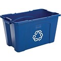 Rubbermaid Stacking Recycle Bin, Rectangular, Polyethylene, 18 Gallon, Blue