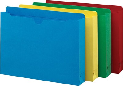 Smead 10% Recycled Reinforced File Jacket, 2 Expansion, Letter Size, Assorted, 50/Box (75673)