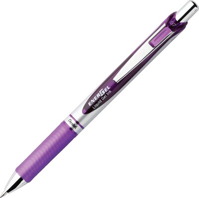 Pentel EnerGel Retractable Gel Pen, Medium Point, Purple Ink (BL77V)