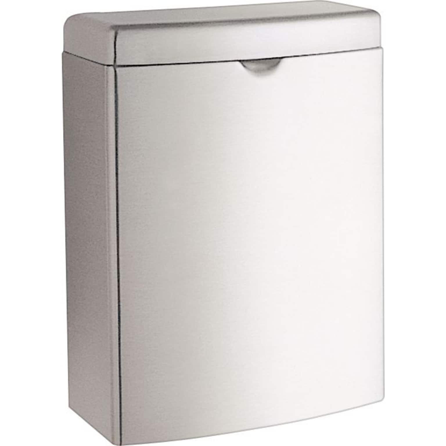 Bobrick Contura Sanitary Napkin Receptacle, 1 Gallon, Stainless Steel, Hinged Lid (BOB270)