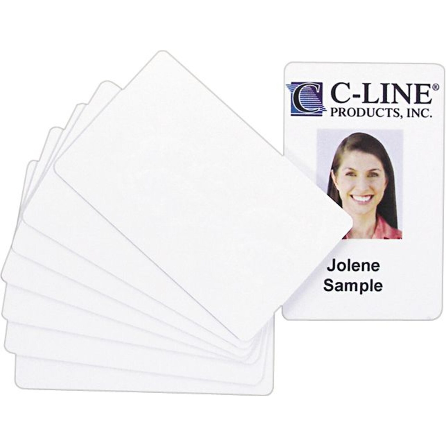 C-Line PVC Video Grade ID Badge Card, White, 3 3/8 x 2 1/8, 100/Pk