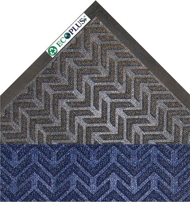 Crown® EcoPlus™ Scraper/Wiper Entrance Mat, 35x59, Polyester, Blue