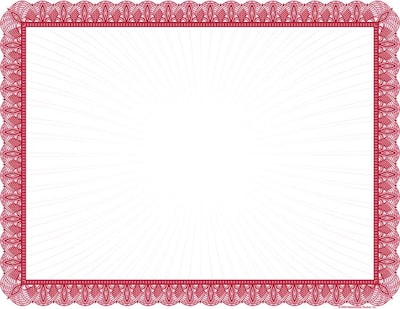 Masterpiece Studios Certificates, 8.5 x 11, Red and White, 100/Pack (961034S)