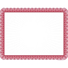 Masterpiece Studios Certificates, 8.5 x 11, Red and White, 100/Pack (961034S)