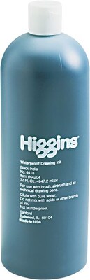 Higgins® Waterproof India Ink For Art/Technical Pen, Black, 32 oz. Bottle