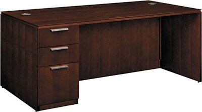 HON® Arrive Wood Veneer Base Single Left Pedestal Desk, 29 1/2H x 72W, Shaker Cherry