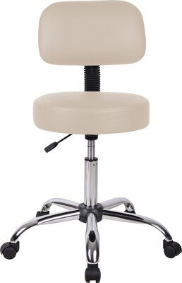 Boss® Caressoft™ Faux Leather Doctors Stool with Back, Beige