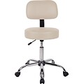 Boss Caressoft Armless Doctors Stool with Backrest, Faux Leather, Beige (B245-BG)