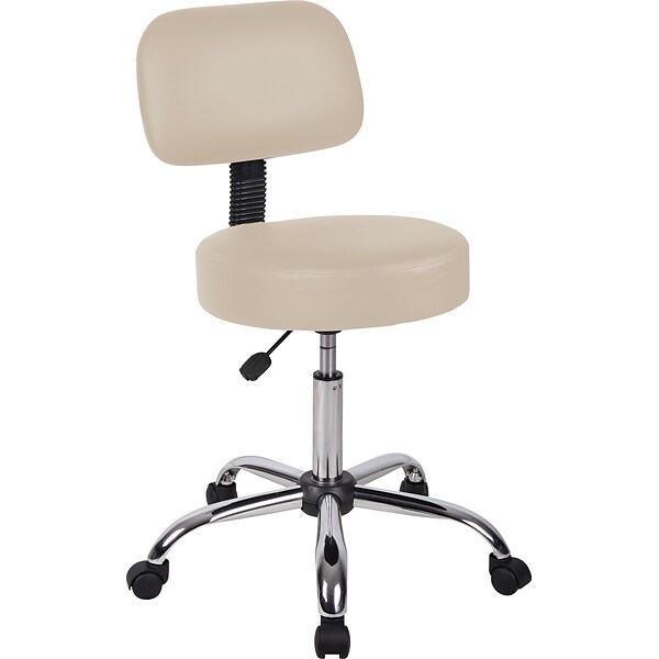 Boss® Caressoft™ Faux Leather Doctors Stool with Back, Beige