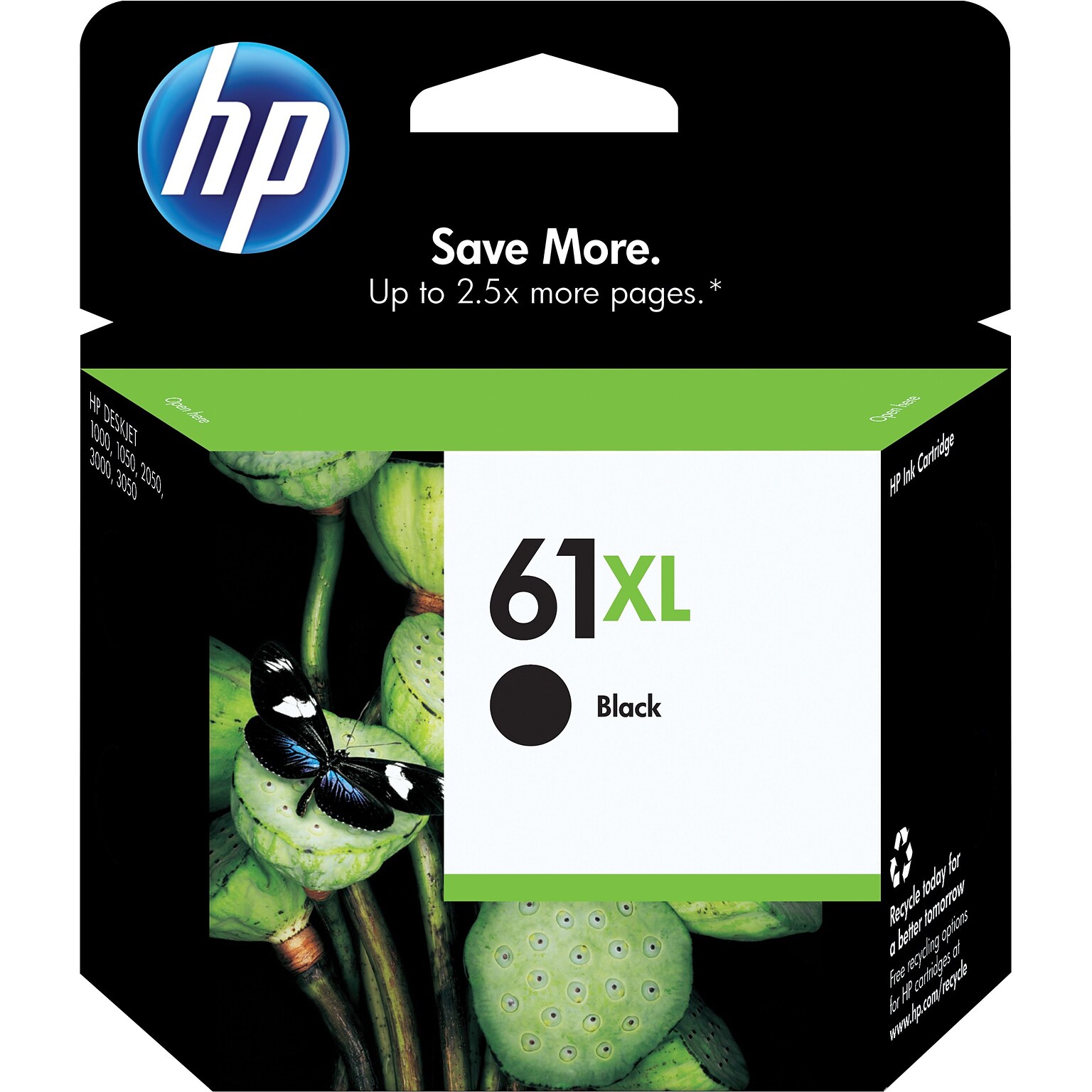 HP 61XL Black High Yield Ink Cartridge (CH563WN#140), print up to 430 pages