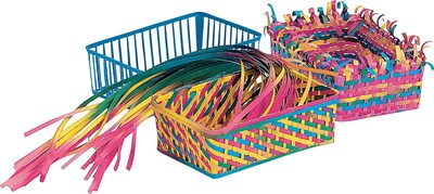 Roylco Classroom Weaving Baskets Craft Kit, 6.5 x 4.5 x 2.25, Bright Assorted Colors, 150 Strips