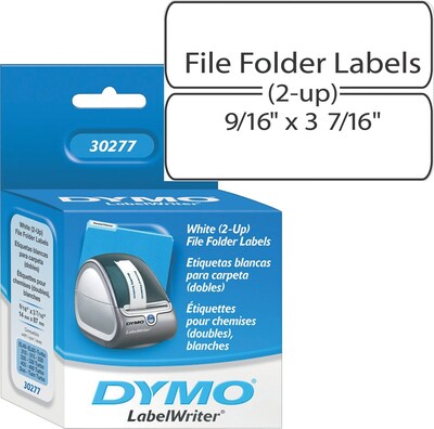DYMO LabelWriter 2-Up 30277 Printer Label, 9/16W, Black on White