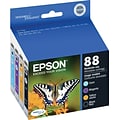 Epson T88 Black/Cyan/Magenta/Yellow Standard Yield Ink Cartridge, 4/Pack (T088120-BCS)