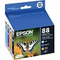 Epson T88 Black/Cyan/Magenta/Yellow Standard Yield Ink Cartridge, 4/Pack (T088120-BCS)