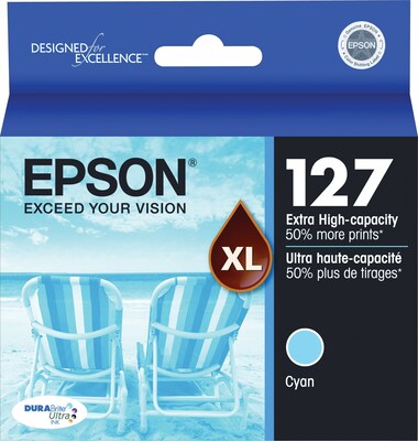 Epson T127XL Black/Cyan/Magenta/Yellow Extra High Yield Ink, 4/Pack