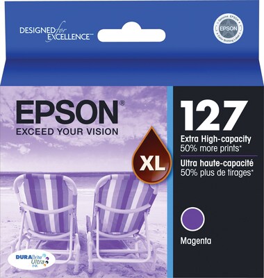 Epson T127XL Black/Cyan/Magenta/Yellow Extra High Yield Ink, 4/Pack