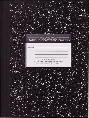 Roaring Spring Paper Products 1-Subject Composition Notebooks, 7.875 x 10.25, College Ruled, 80 Sheets, Black (77460)