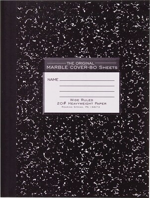 Roaring Spring Paper Products 1-Subject Composition Notebooks, 7.875 x 10.25, College Ruled, 80 Sheets, Black (77460)