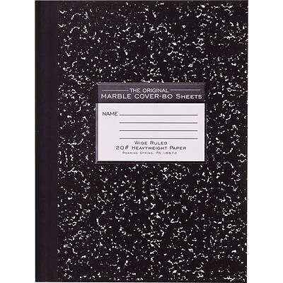 Roaring Spring® Composition Book 10-1/4x7-7/8, Wide Ruling, White, 80 Sheets/Pad