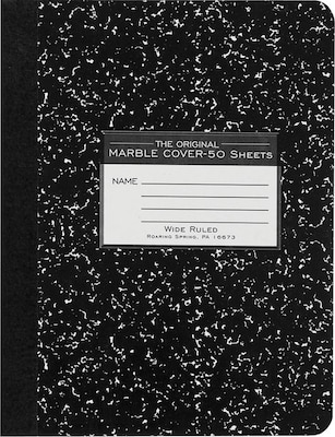 Roaring Spring Paper Products Composition Notebooks, 9.75" x 7.5", Wide Ruled, 50 Sheets, Black (77220)