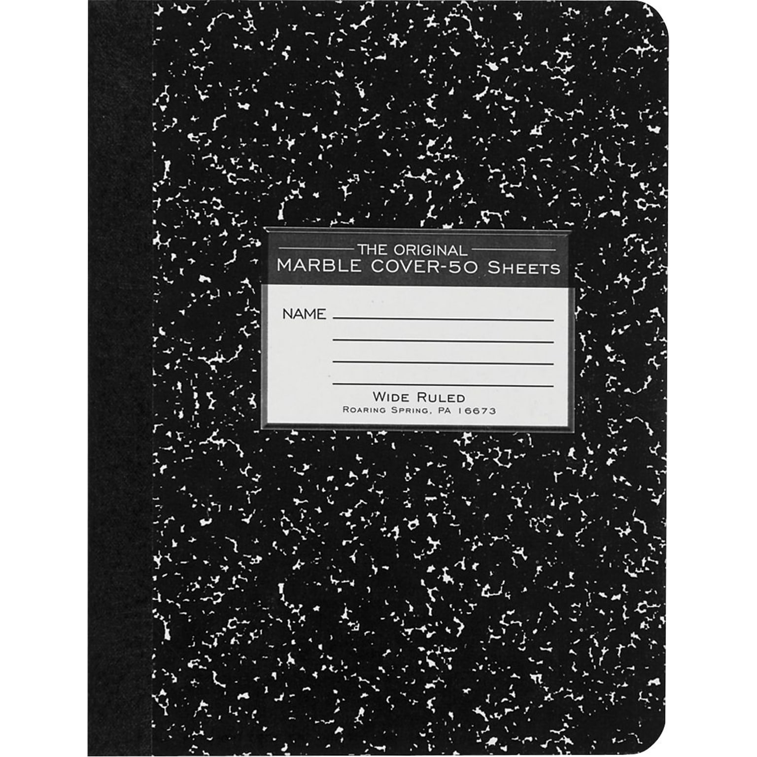 Roaring Spring Paper Products Composition Notebooks, 9.75 x 7.5, Wide Ruled, 50 Sheets, Black (77220)