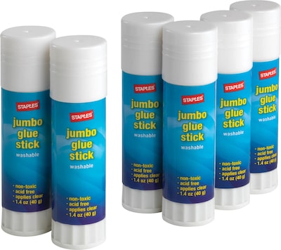 Staples® Washable Glue Sticks, Jumbo, 6/Pack (ST19959/19959)