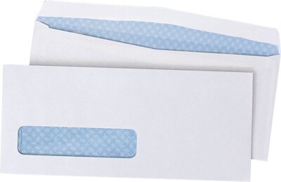 Quality Park Flap-Stik V-Flap Security Tinted #10 Window Envelope, 4 1/2 x 9 1/2, White, 500/Box (