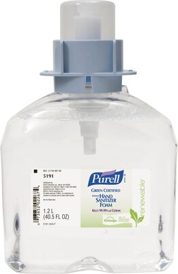 PURELL® Green Certified Instant Hand Sanitizer Foam Refill for FMX Dispenser, 1200 mL, 3/CT (5191-03)