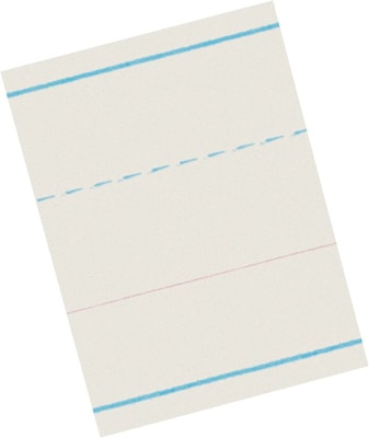 Pacon Zaner-Bloser Broken Midline Newsprint Paper, 10-1/2 x 8, Ruled, White, 500 Sheets/Pk