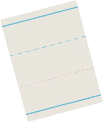 Pacon Zaner-Bloser Broken Midline Newsprint Paper, 10-1/2 x 8, Ruled, White, 500 Sheets/Pk