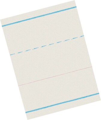 Pacon Zaner-Bloser Broken Midline Newsprint Paper, 10-1/2 x 8, Ruled, White, 500 Sheets/Pk