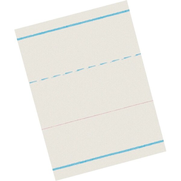 Pacon Zaner-Bloser Broken Midline Newsprint Paper, 10-1/2 x 8, Ruled, White, 500 Sheets/Pk