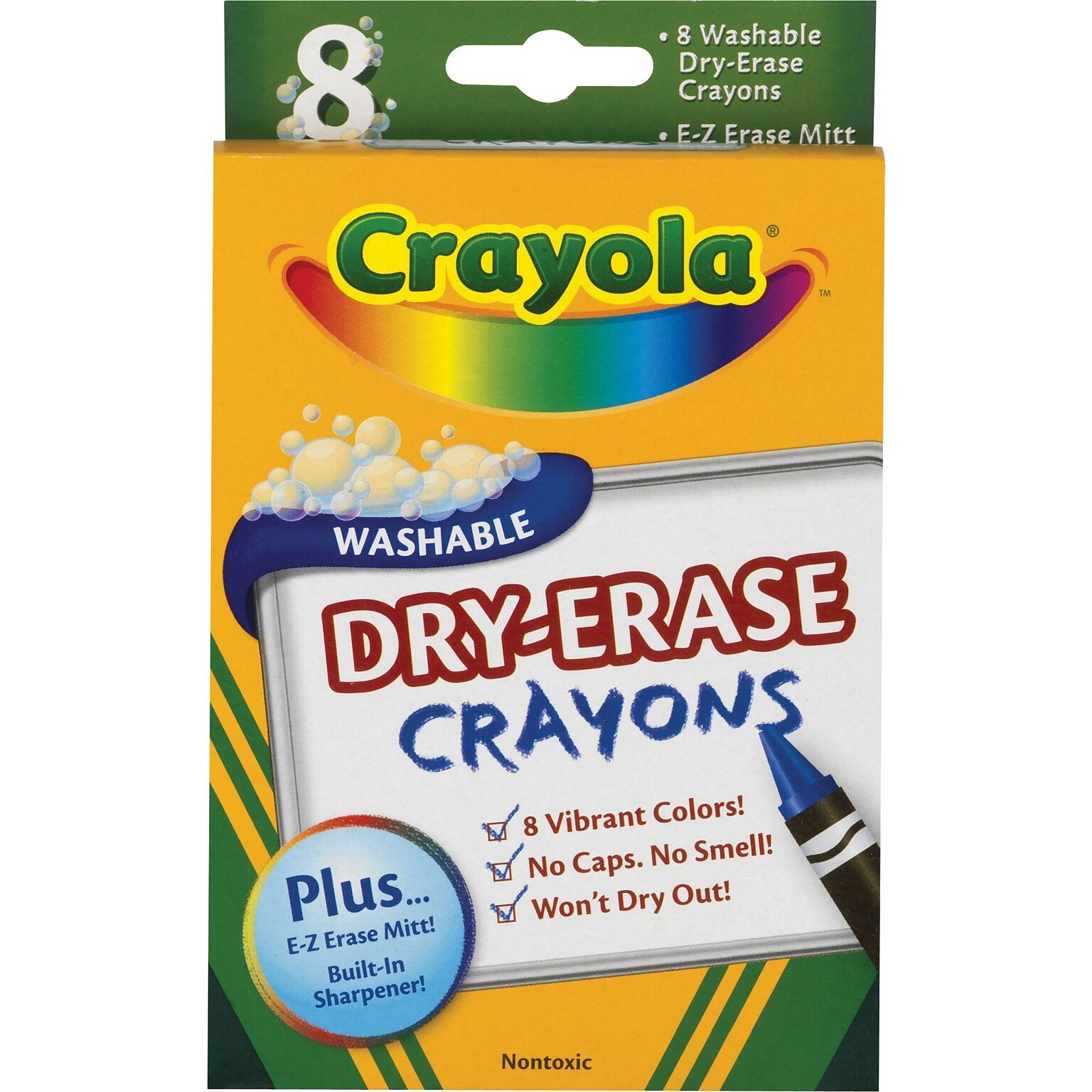 Crayola® Washable Dry-Erase Crayons, Assorted, 8/Pack