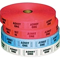 PM® Company Raffle Ticket Rolls, Admit One, Single Ticket, Numbered, Multi-Pack, 2000/Roll