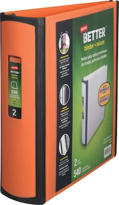 Staples® Better 2 3 Ring View Binder with D-Rings, Orange (13469)