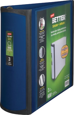 Staples® Better 3 3 Ring View Binder with D-Rings, Blue (15127-CC)