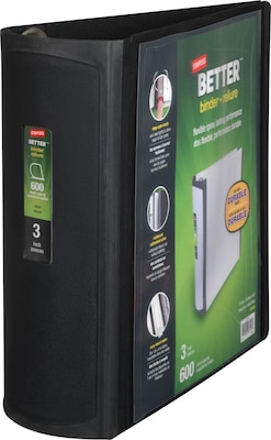 Staples® Better 3 3 Ring View Binder with D-Rings, Black (15126-CC)