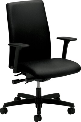 HON® Ignition™ Series Mid-Back Chair, Fabric, Black, Seat: 20W x 17D, Back: 18 1/2W x 25 1/2H