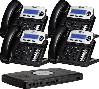 Xblue® X16 "Self-Install" Digital Telephone System Bundle, 4-Pack, Charcoal