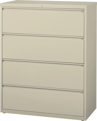 Quill Brand® Commercial 4 File Drawers Lateral File Cabinet, Locking, Putty/Beige, Letter/Legal, 42.