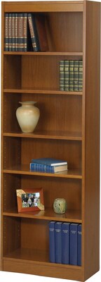 Safco® Veneer Bookcases, 6-Shelf, 24W, Medium Oak
