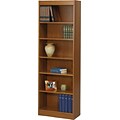 Safco® Veneer Bookcases, 6-Shelf, 24W, Medium Oak