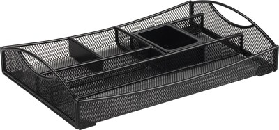 Black Wire Mesh Desk Accessory, 7 Compartment Drawer Organizer