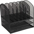 Black Wire Mesh Desk Accessory, 2 Horizontal/6 Upright Section Organizer