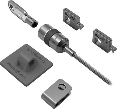 Kensington® Desktop and Peripherals Locking Kit, Silver, 8 ft long cable